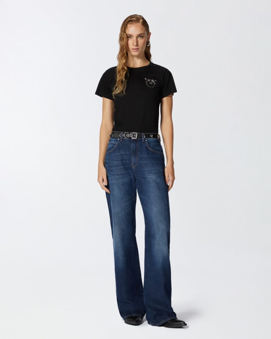 Short-sleeved T-shirt with bejewelled Love Birds embroidery - Image 4