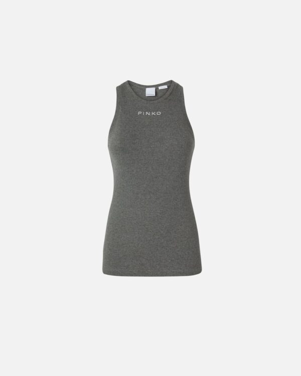 Ribbed camisole top with logo grigio  e  corvo