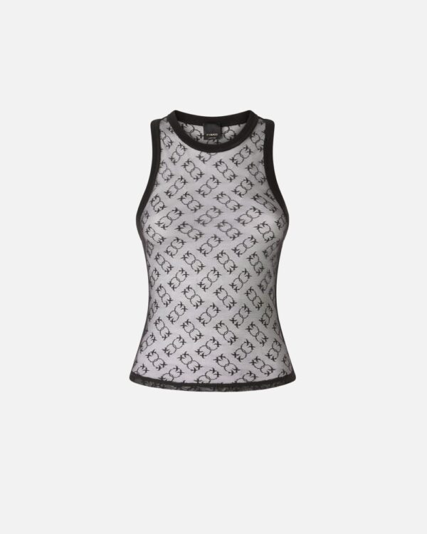 Lace camisole top with Monogram logo nero limousine