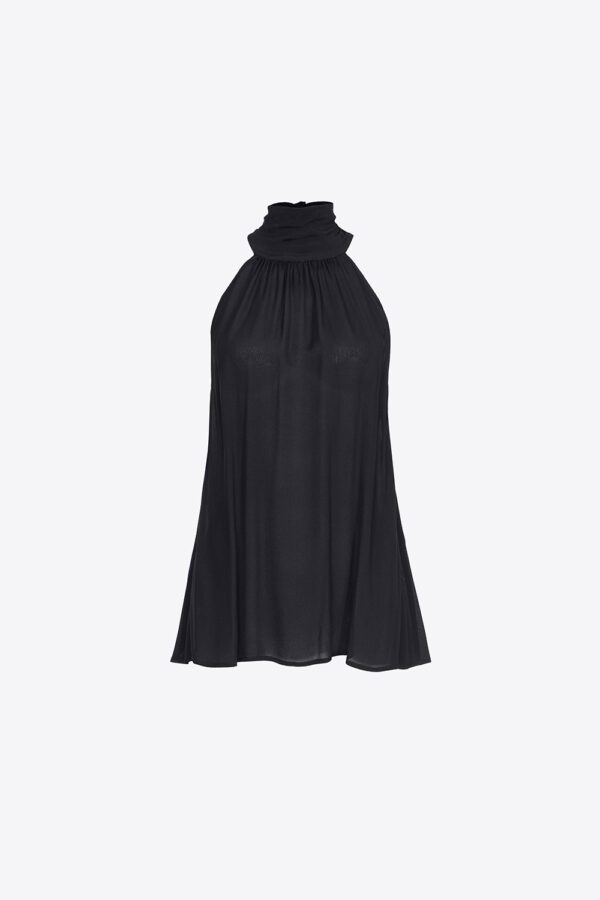 Top all'americana in georgette nero limousine
