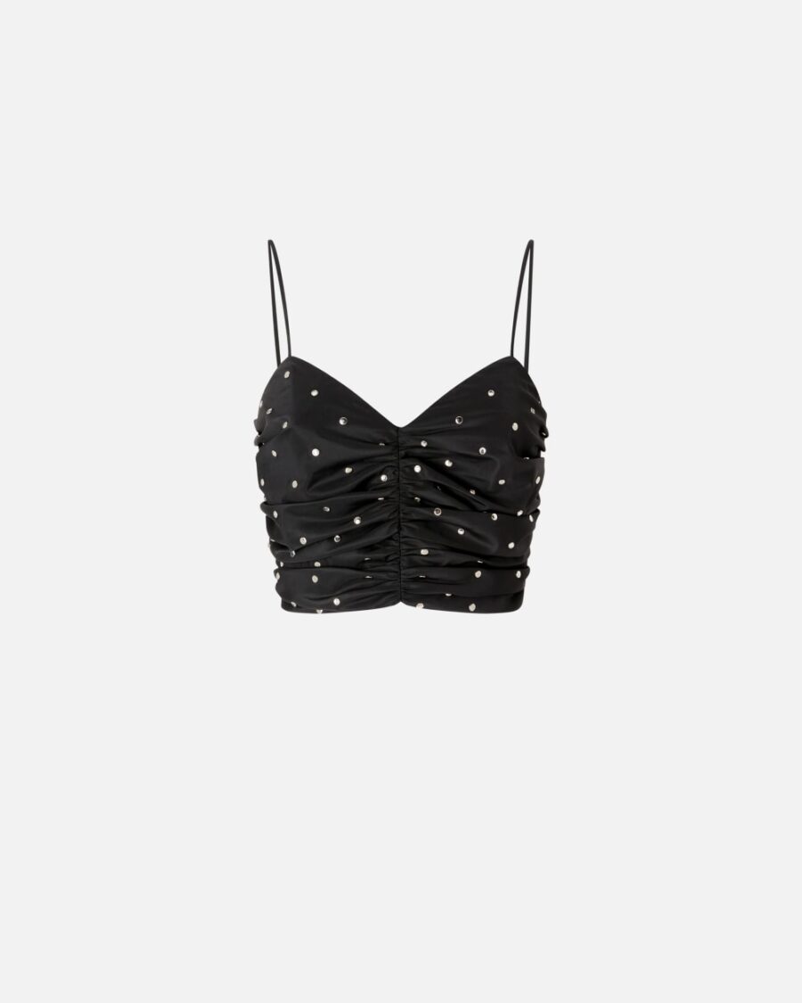 Gathered top with studs and rhinestones nero limousine