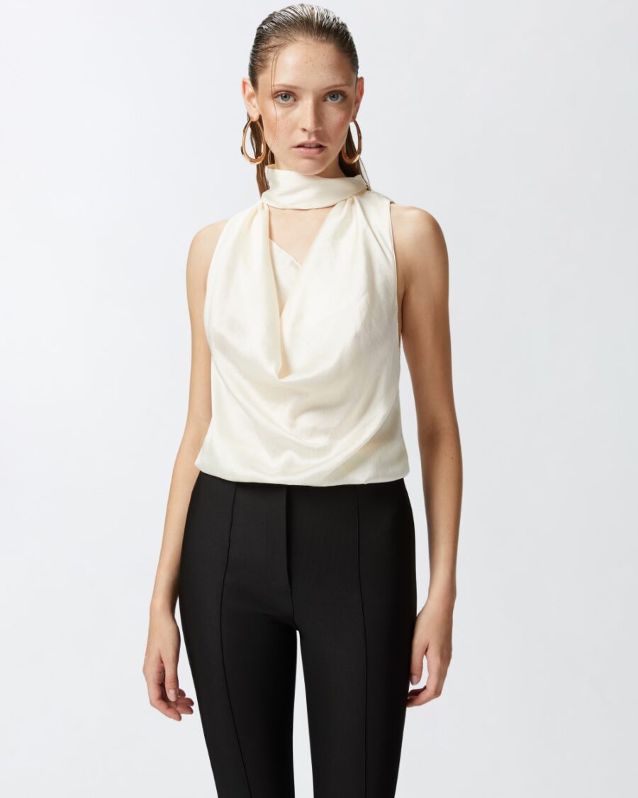 Top drappeggiato in satin increspato - immagine 4