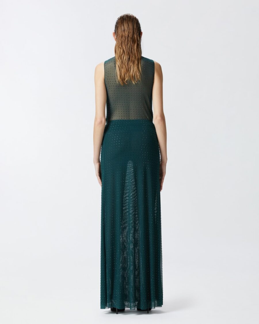 Top senza maniche in tulle con strass - immagine 5