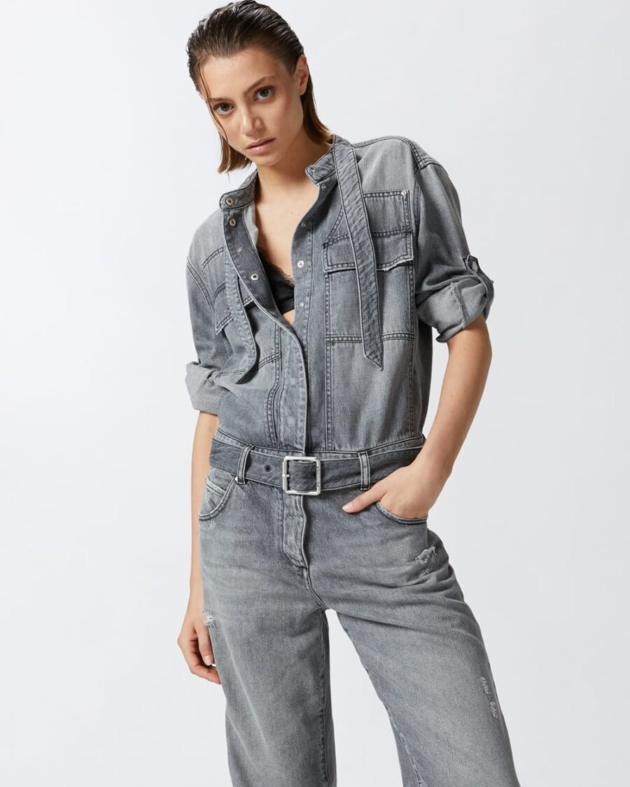 Tuta jeans grigio chiaro lavaggio light grey