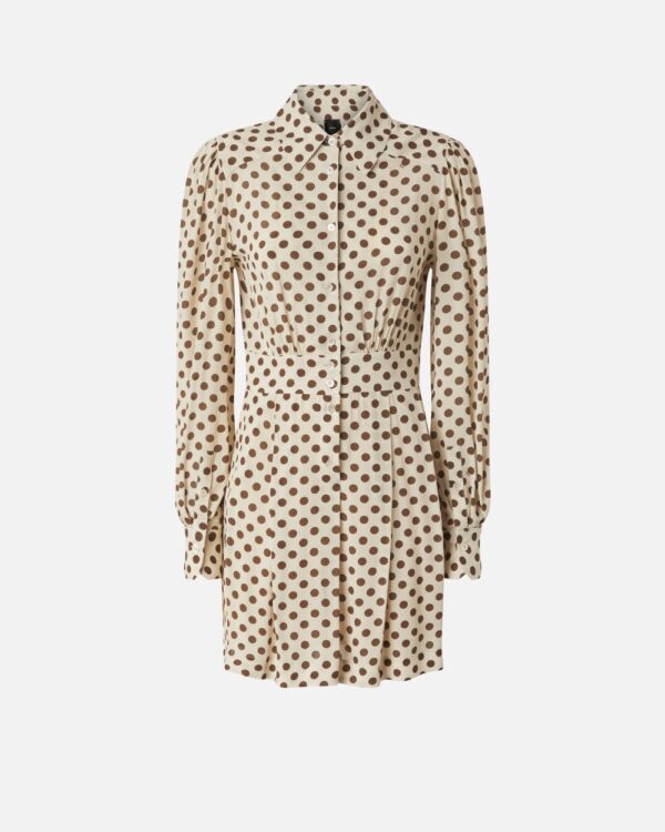 Vestitino chemisier a pois beige e marrone